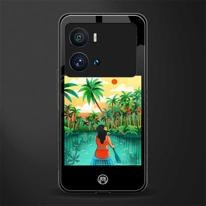 tropical girl back phone cover | glass case for iQOO 9 Pro