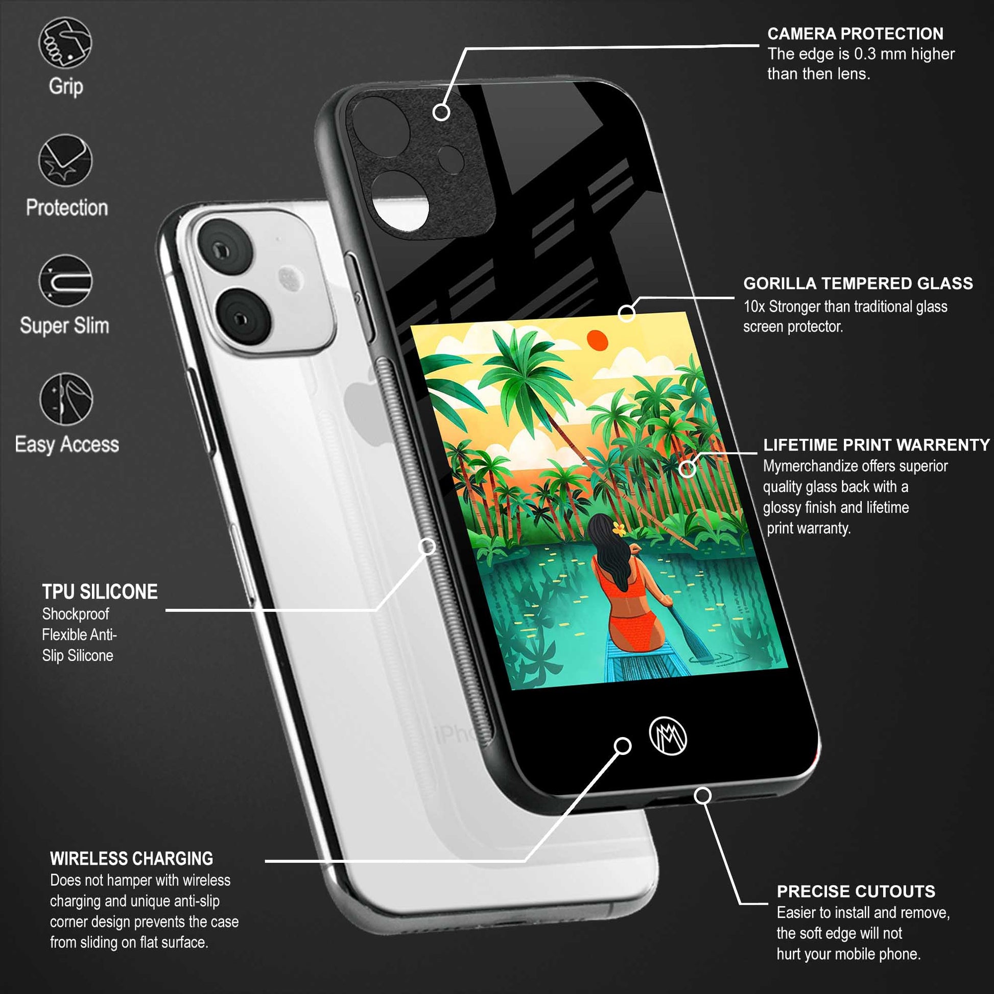 tropical girl glass case for iphone 13 mini image-4