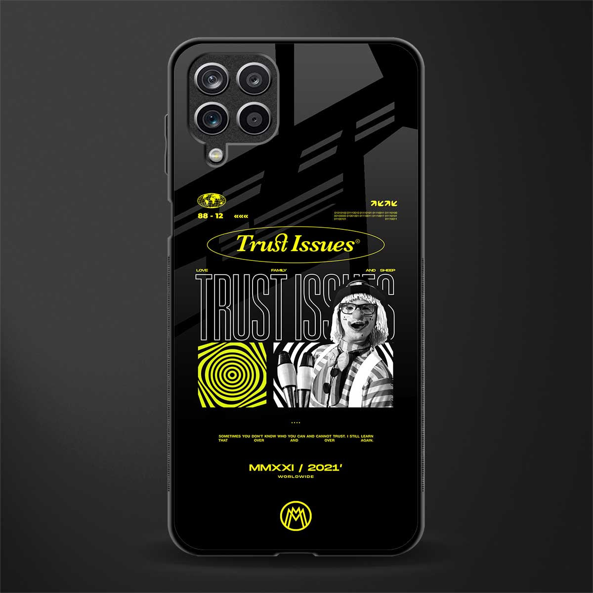 trust issues glass case for samsung galaxy f12 image