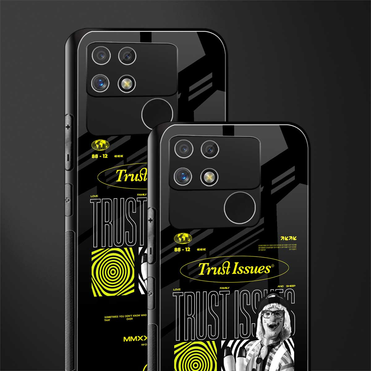 trust issues back phone cover | glass case for realme narzo 50a