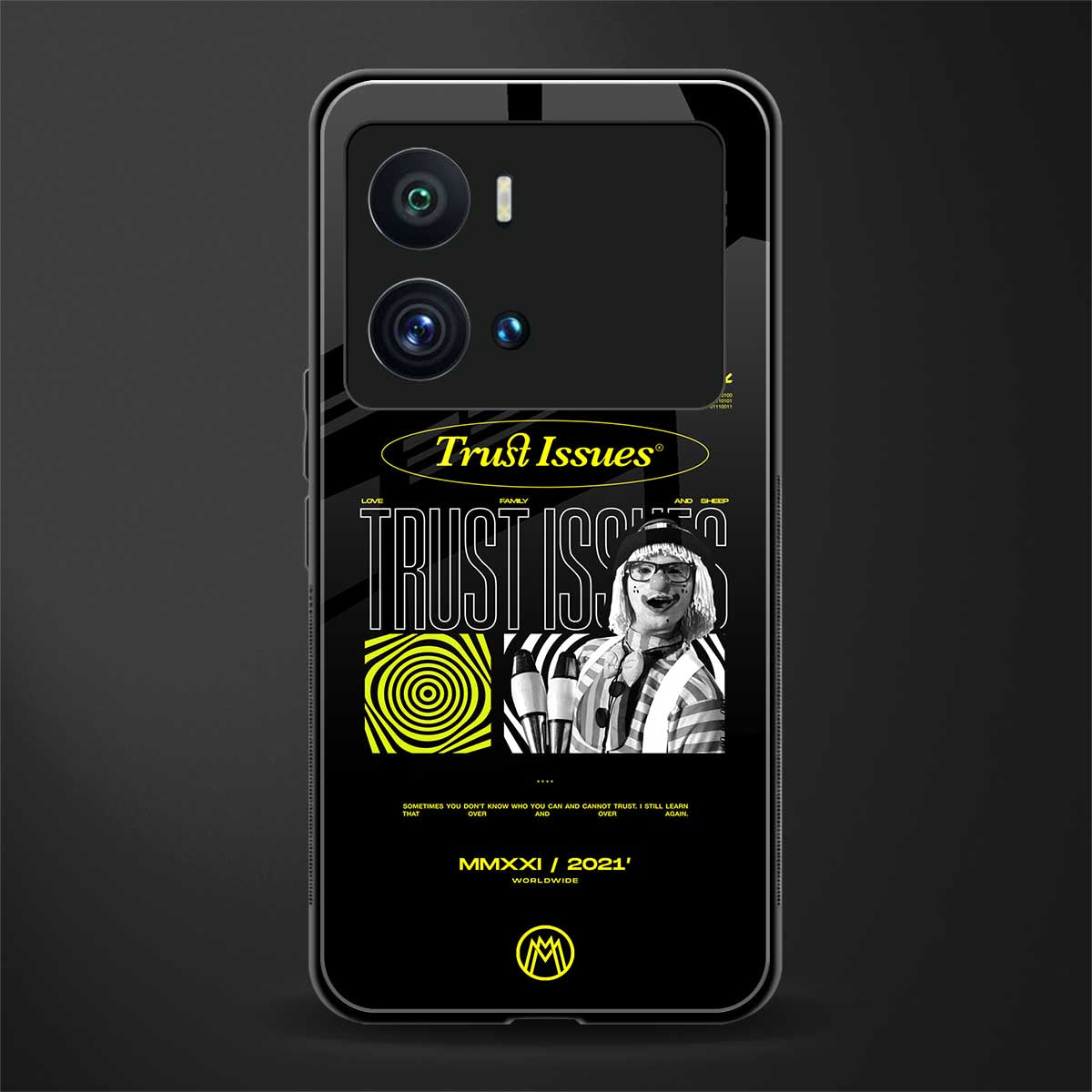 trust issues back phone cover | glass case for iQOO 9 Pro