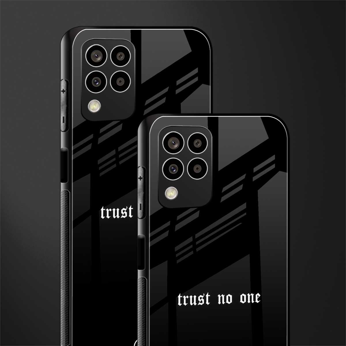 trust no one aesthetic quote back phone cover | glass case for samsung galaxy m33 5g