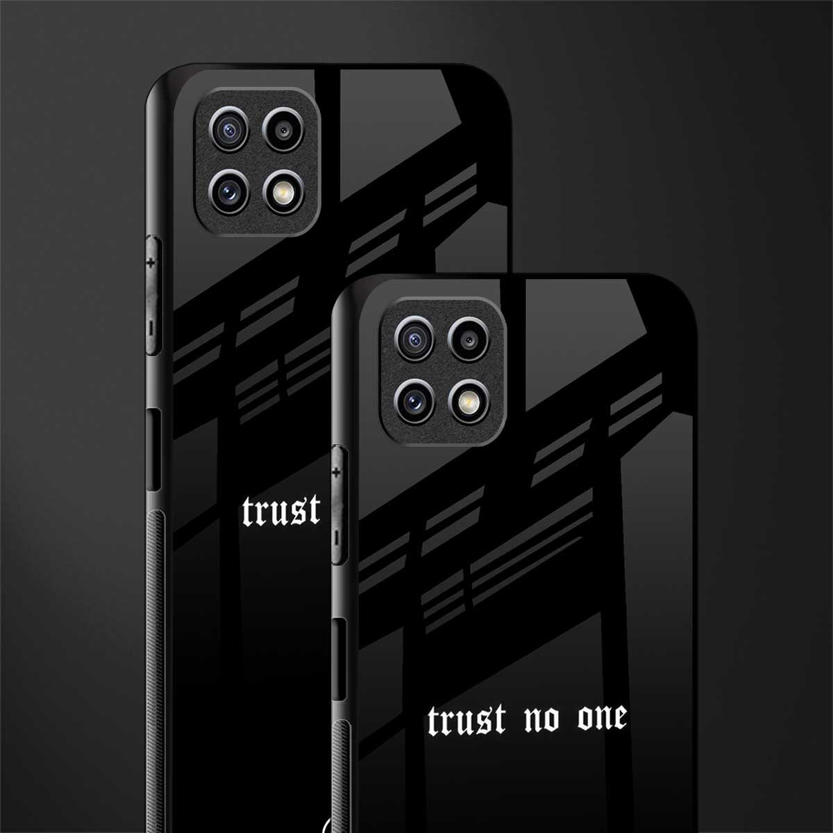 trust no one aesthetic quote back phone cover | glass case for samsung galaxy f42
