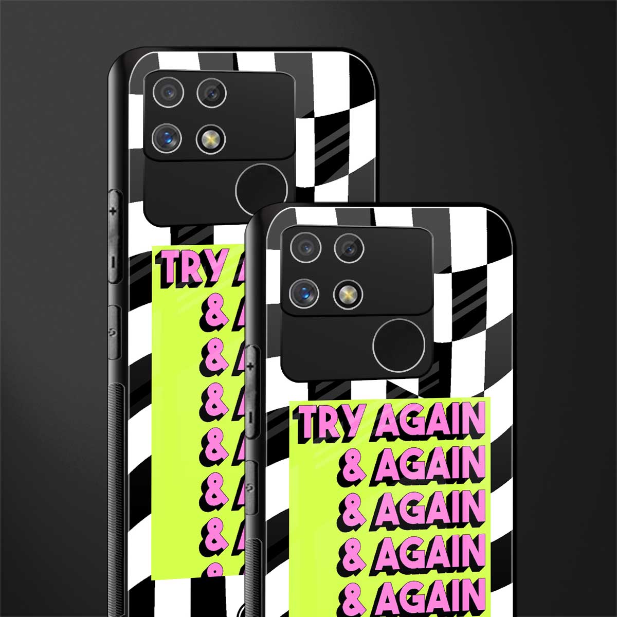 try again back phone cover | glass case for realme narzo 50a