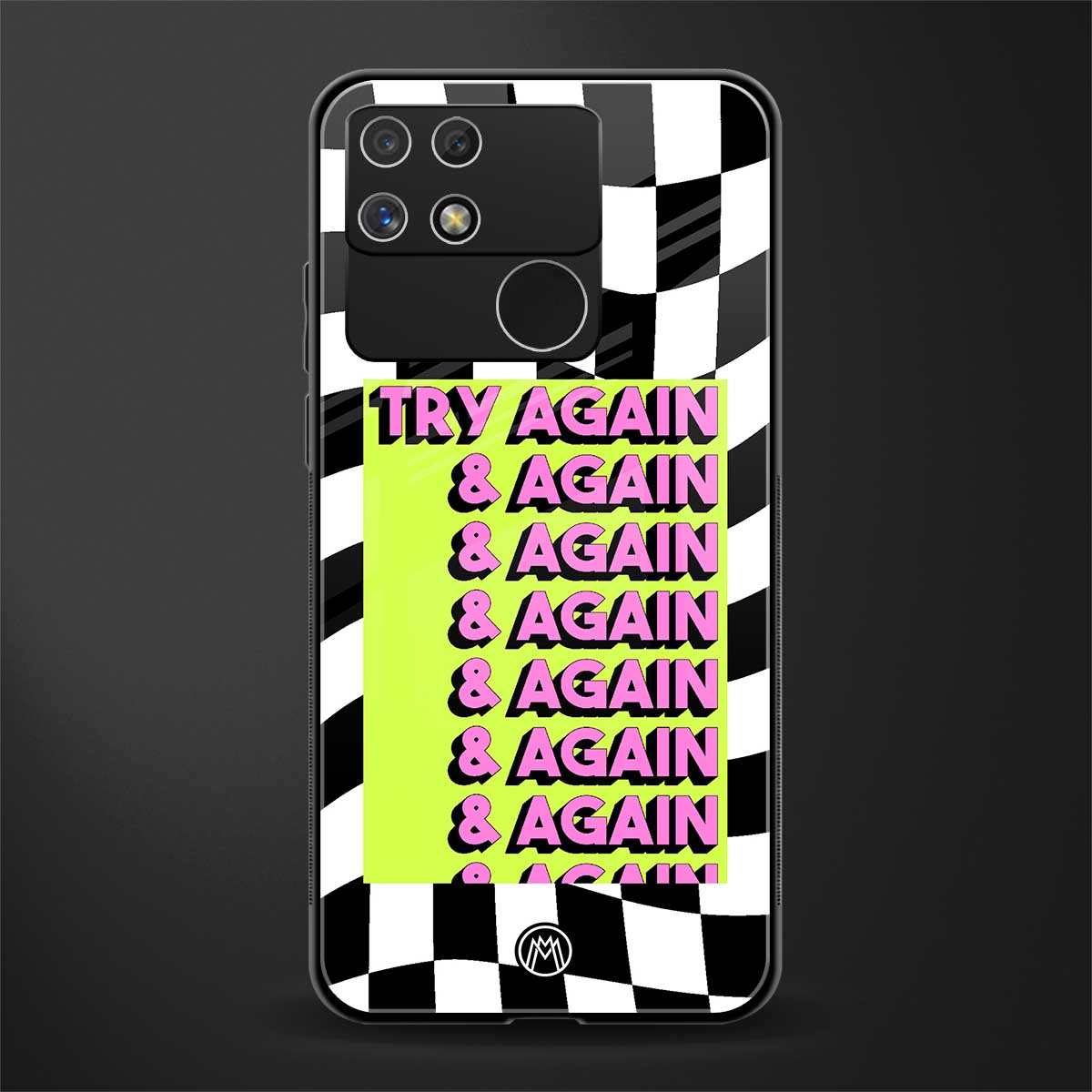 try again back phone cover | glass case for realme narzo 50a