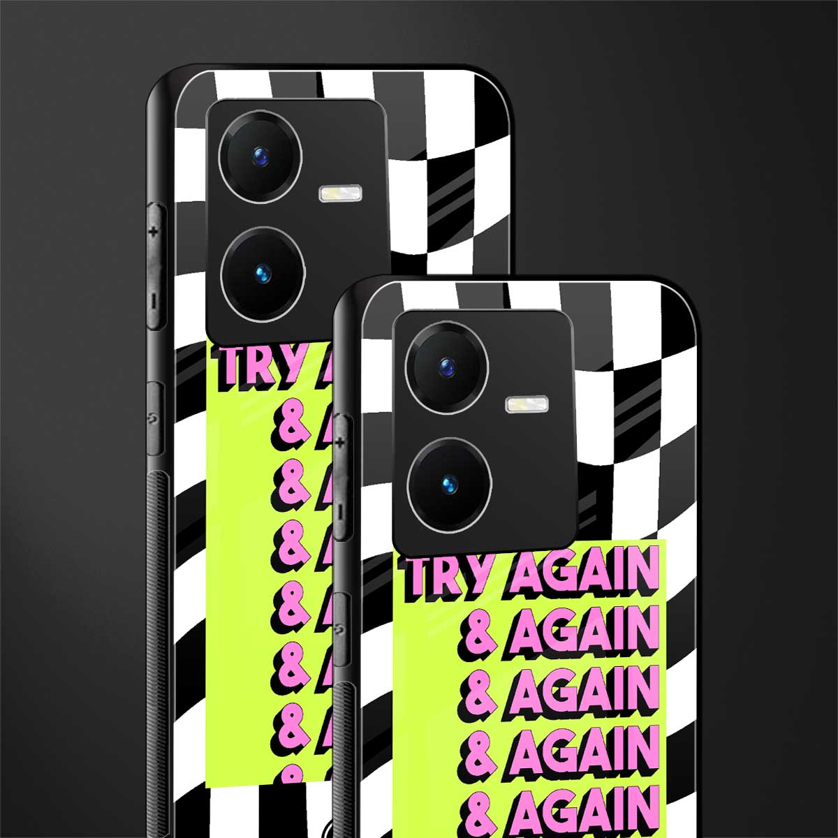 try again back phone cover | glass case for vivo y22