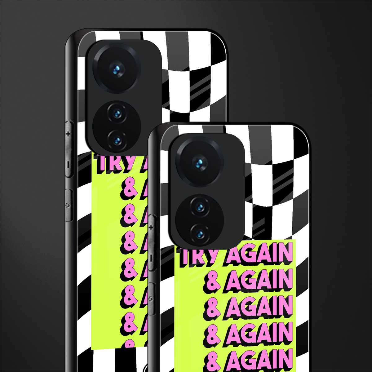 try again back phone cover | glass case for vivo t1 44w 4g