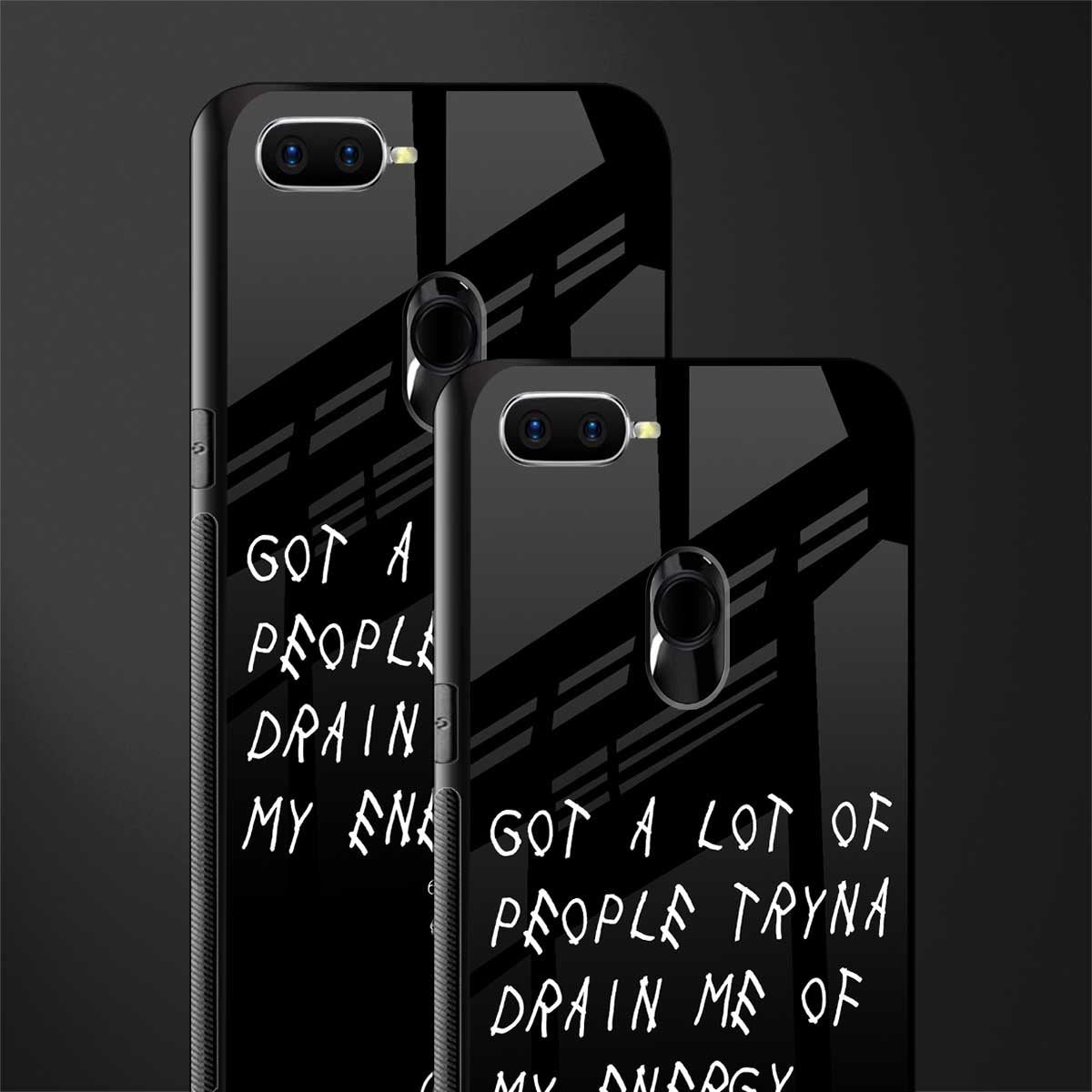 tryna drain my energy glass case for oppo a12 image-2