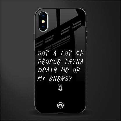 tryna drain my energy glass case for iphone xs image