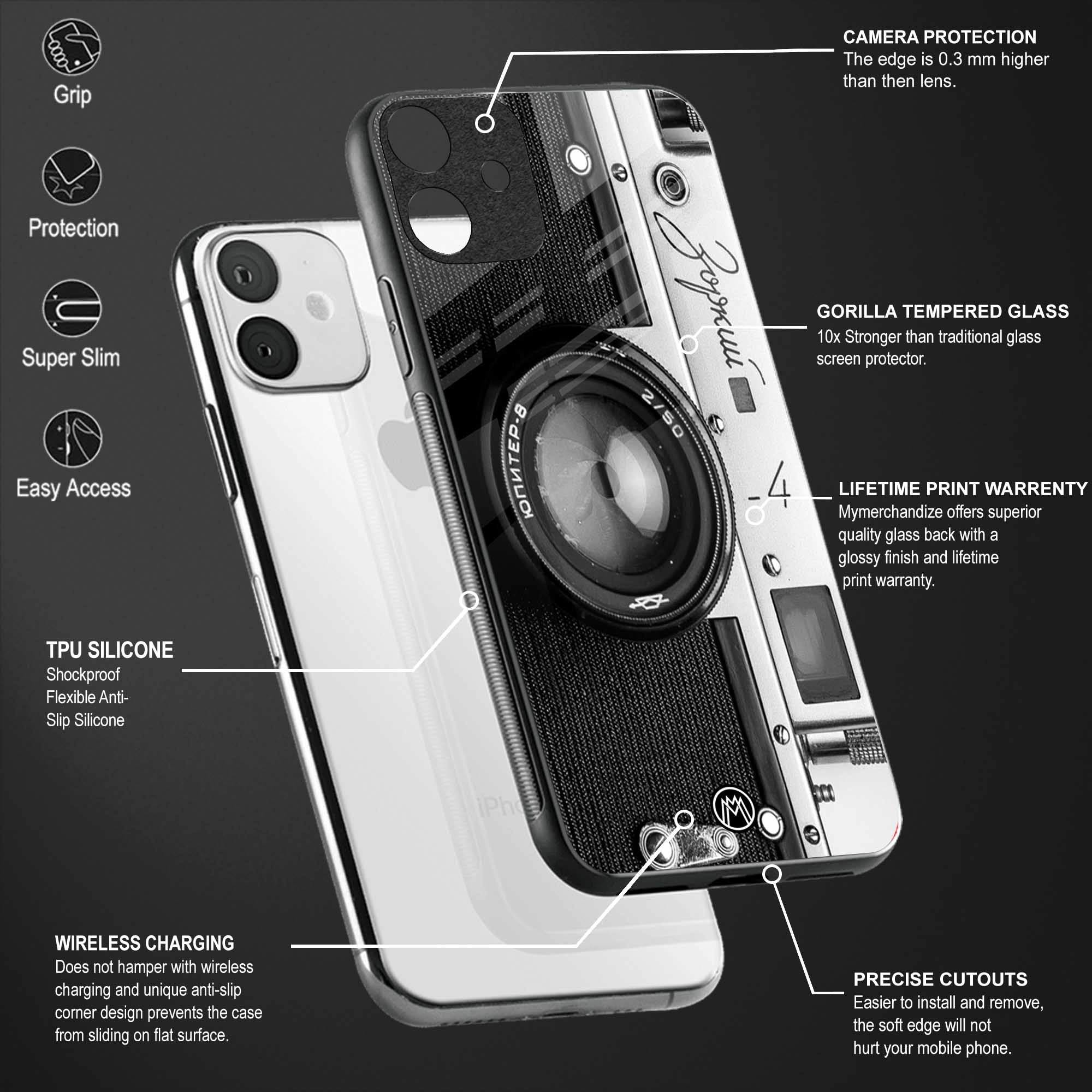 vintage camera glass case for redmi 9 power image-4