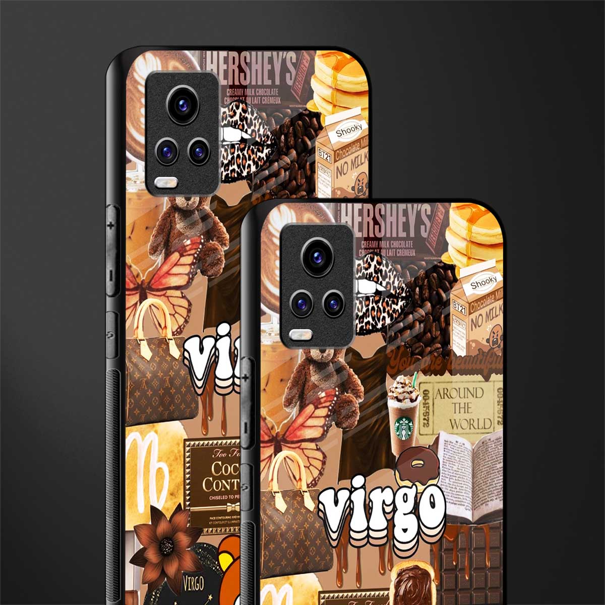 virgo aesthetic collage back phone cover | glass case for vivo y73