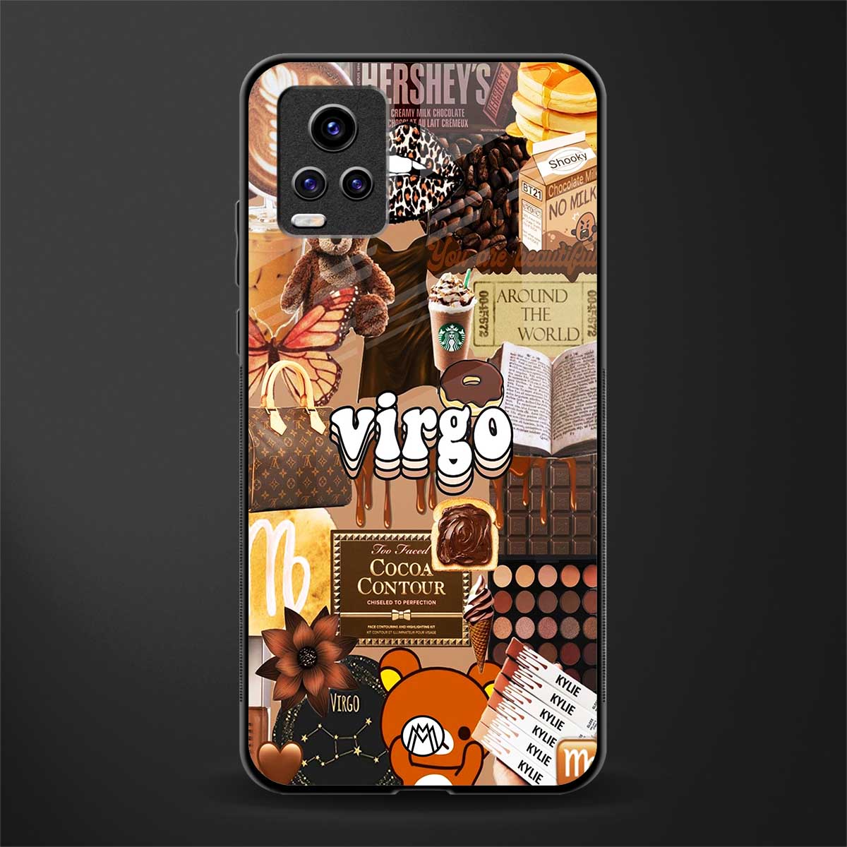 virgo aesthetic collage back phone cover | glass case for vivo y73