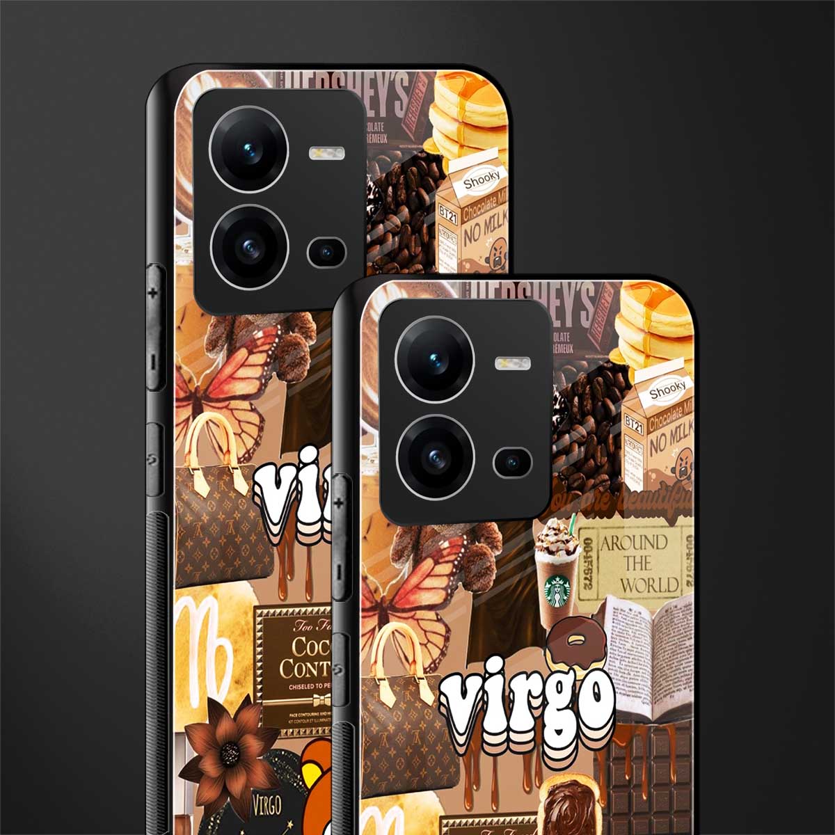 virgo aesthetic collage back phone cover | glass case for vivo v25-5g