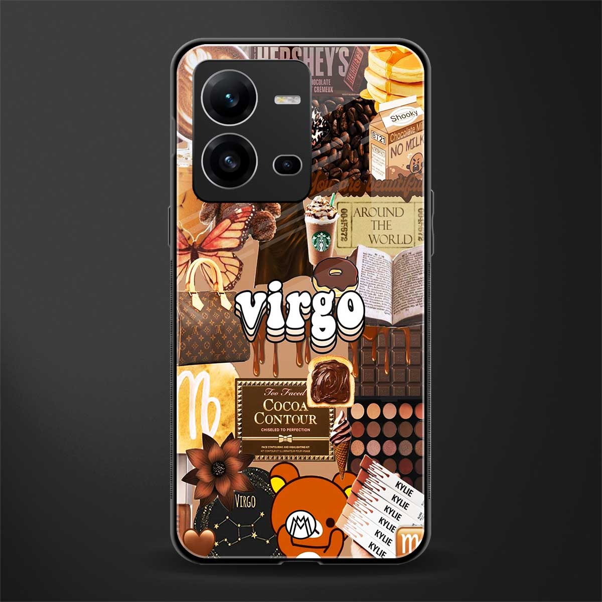 virgo aesthetic collage back phone cover | glass case for vivo v25-5g