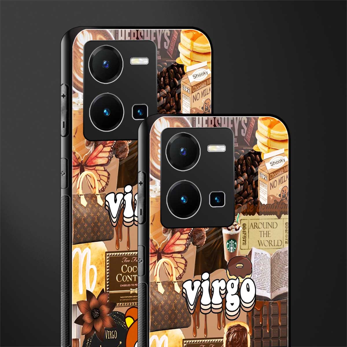 virgo aesthetic collage back phone cover | glass case for vivo y35 4g