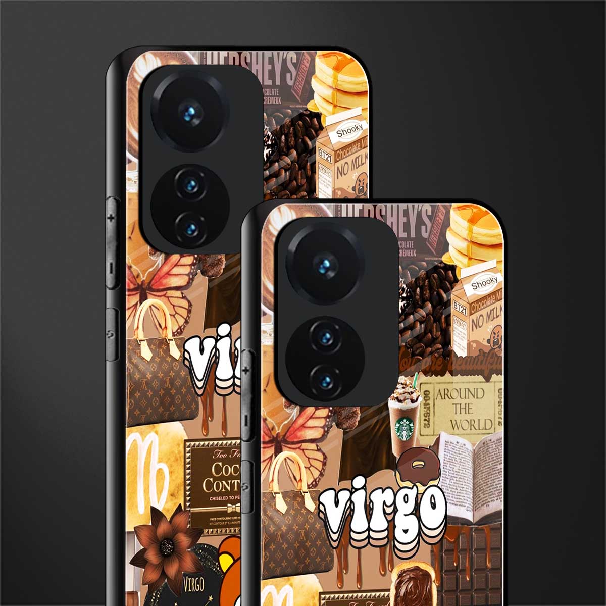 virgo aesthetic collage back phone cover | glass case for vivo t1 44w 4g