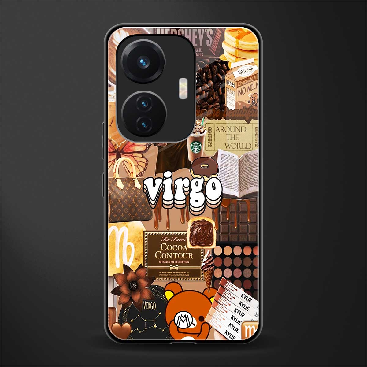 virgo aesthetic collage back phone cover | glass case for vivo t1 44w 4g