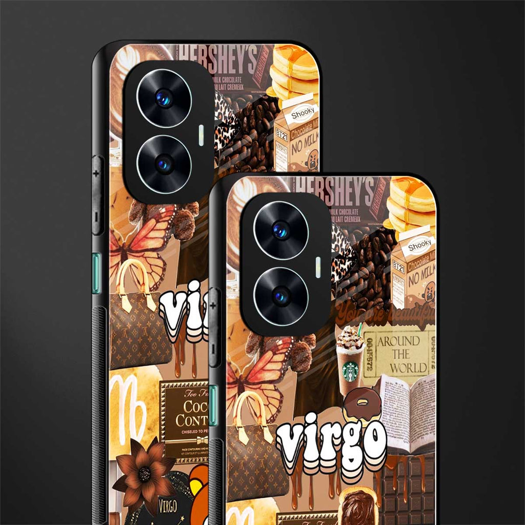 virgo aesthetic collage back phone cover | glass case for realme c55