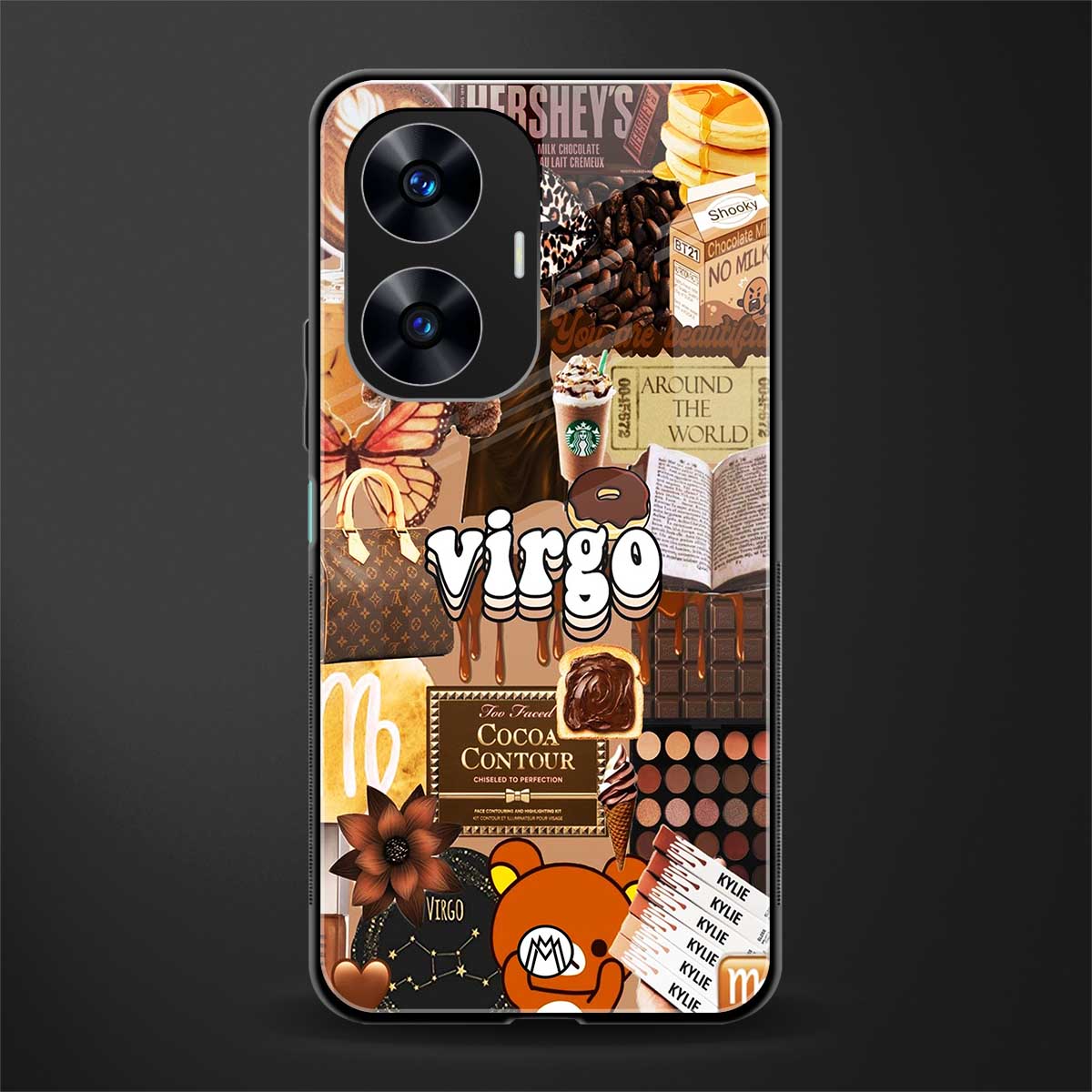 virgo aesthetic collage back phone cover | glass case for realme c55