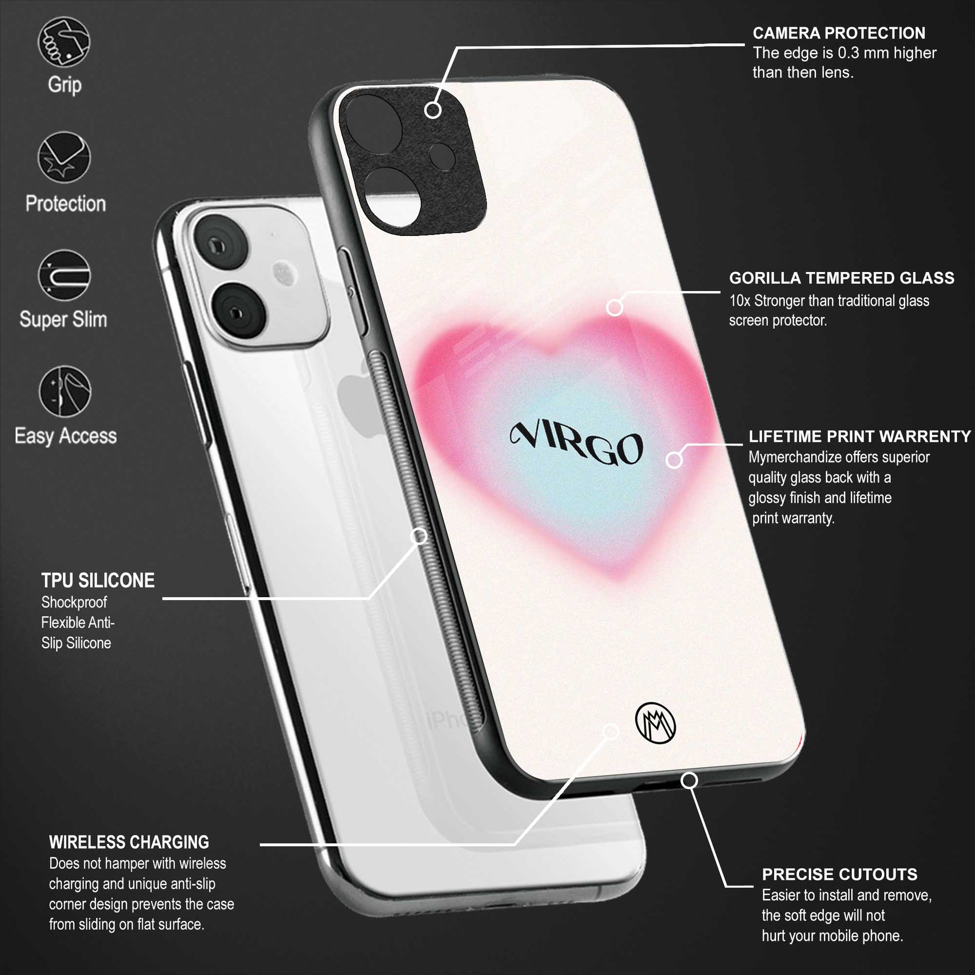 virgo minimalistic back phone cover | glass case for redmi note 11 pro plus 4g/5g