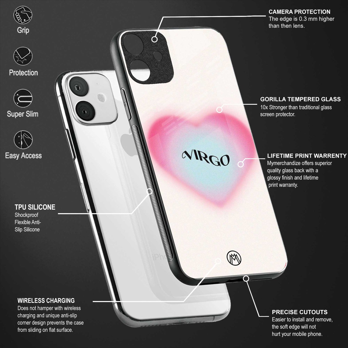 virgo minimalistic glass case for iphone xs image-4