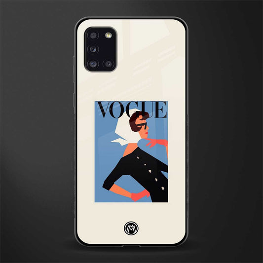 vogue lady glass case for samsung galaxy a31 image