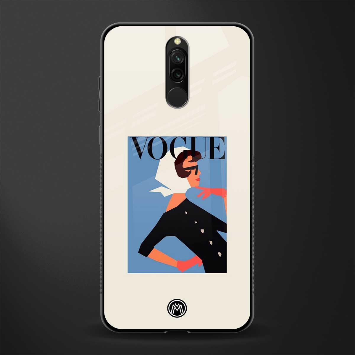 vogue lady glass case for redmi 8 image