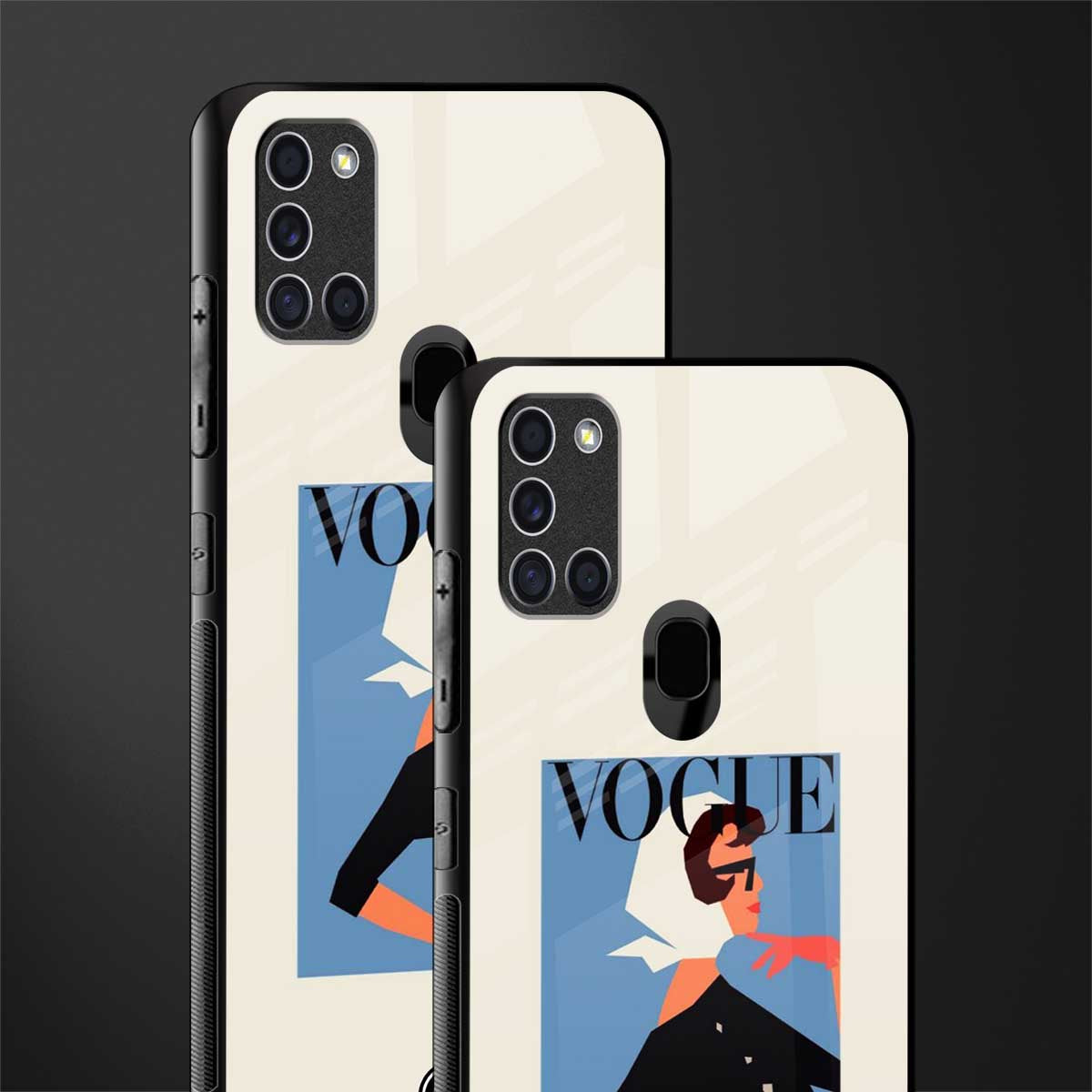 vogue lady glass case for samsung galaxy a21s image-2