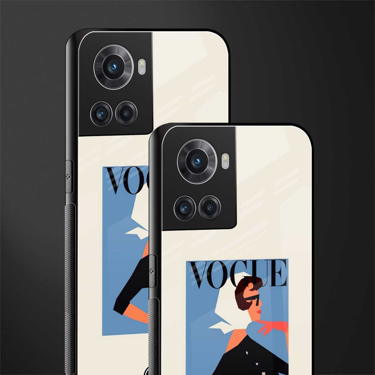 vogue lady back phone cover | glass case for oneplus 10r 5g