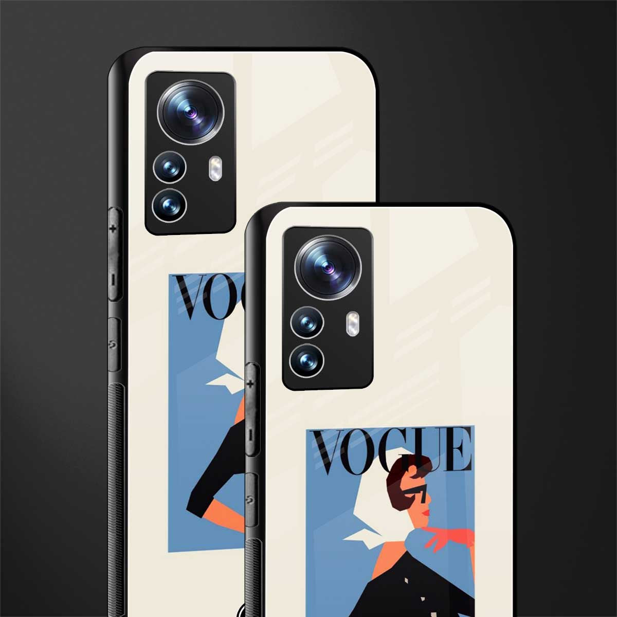 vogue lady back phone cover | glass case for xiaomi 12 pro