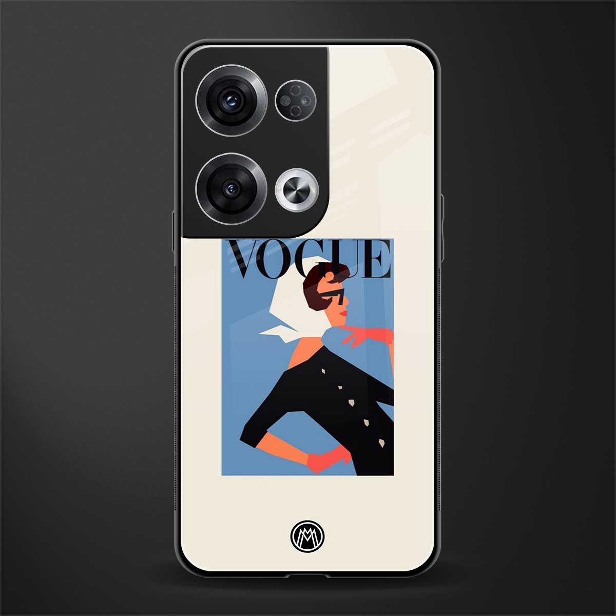 vogue lady back phone cover | glass case for oppo reno 8 pro