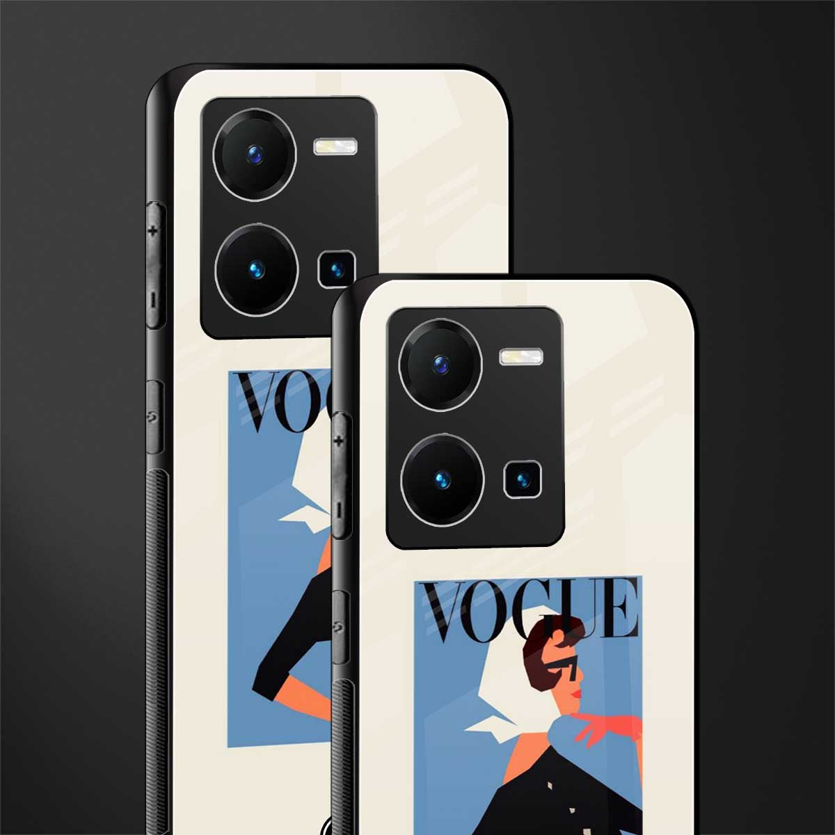 vogue lady back phone cover | glass case for vivo y35 4g