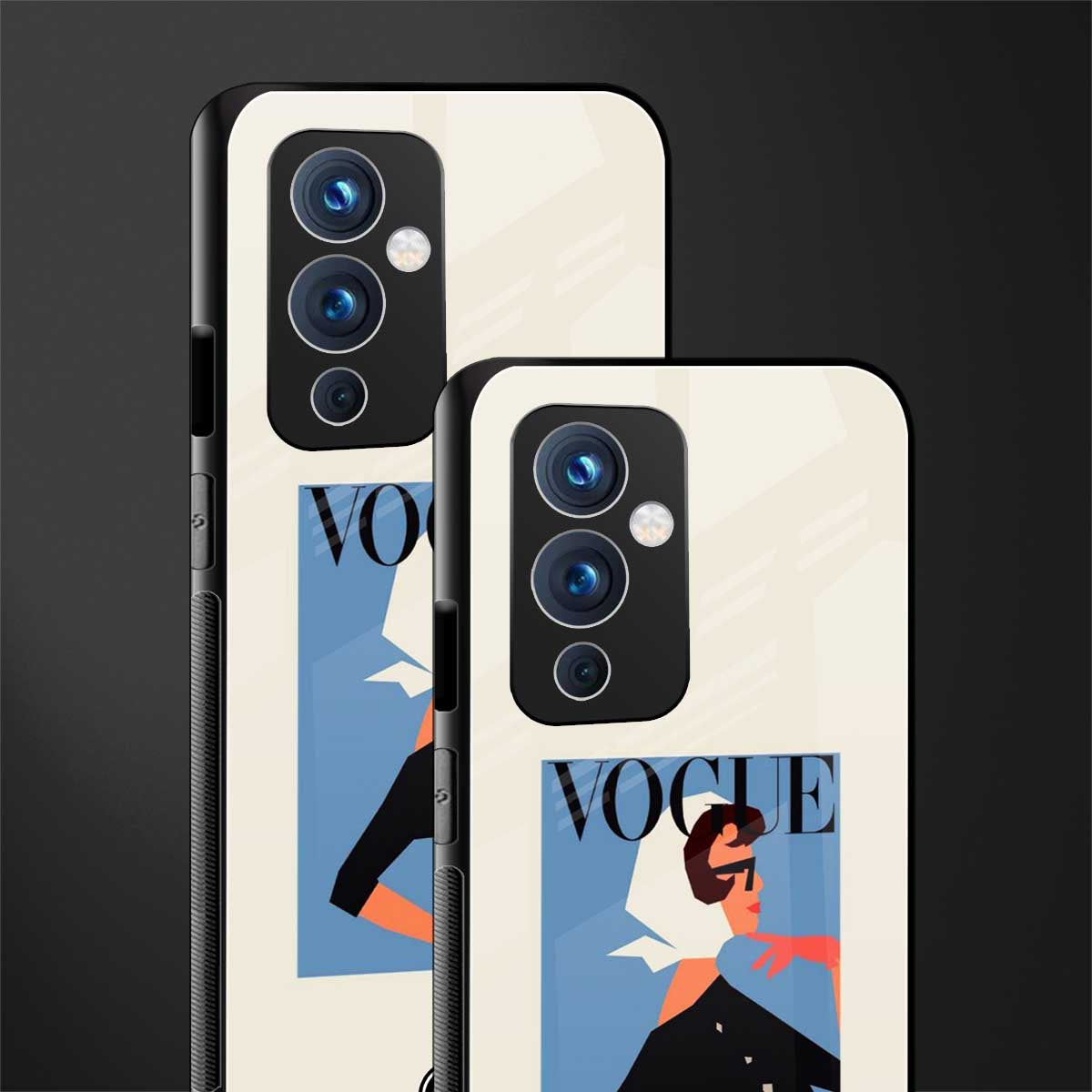 vogue lady back phone cover | glass case for oneplus 9