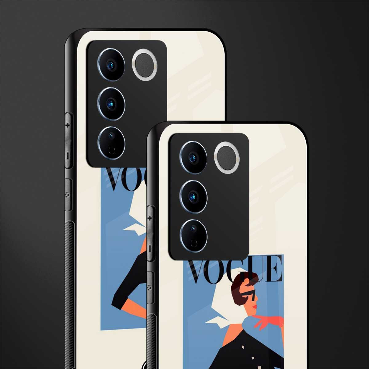 vogue lady back phone cover | glass case for vivo v27 pro 5g