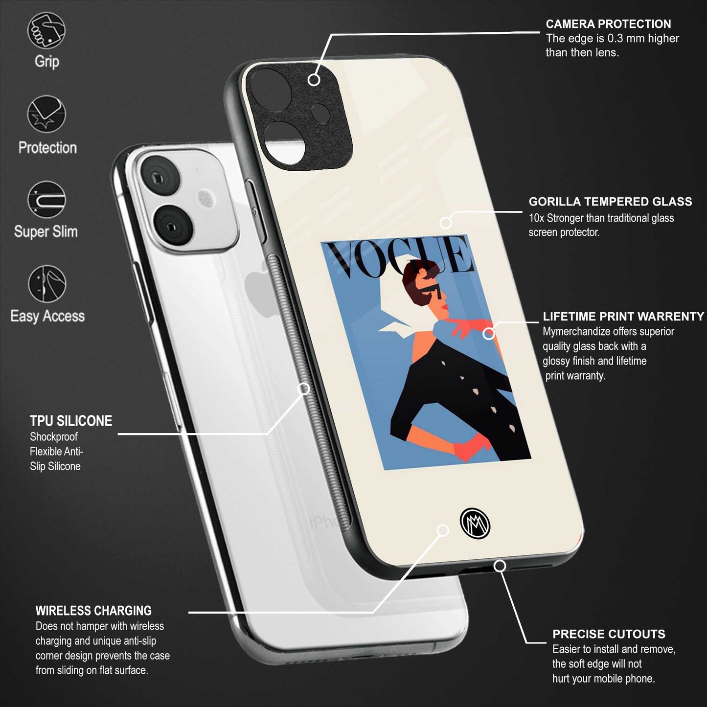 vogue lady glass case for iphone xs image-4