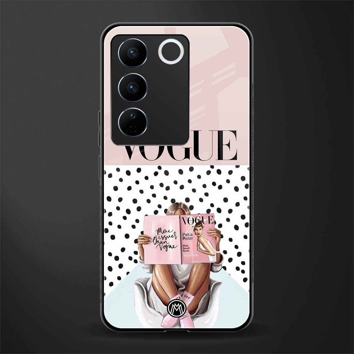 vogue queen back phone cover | glass case for vivo v27 pro 5g