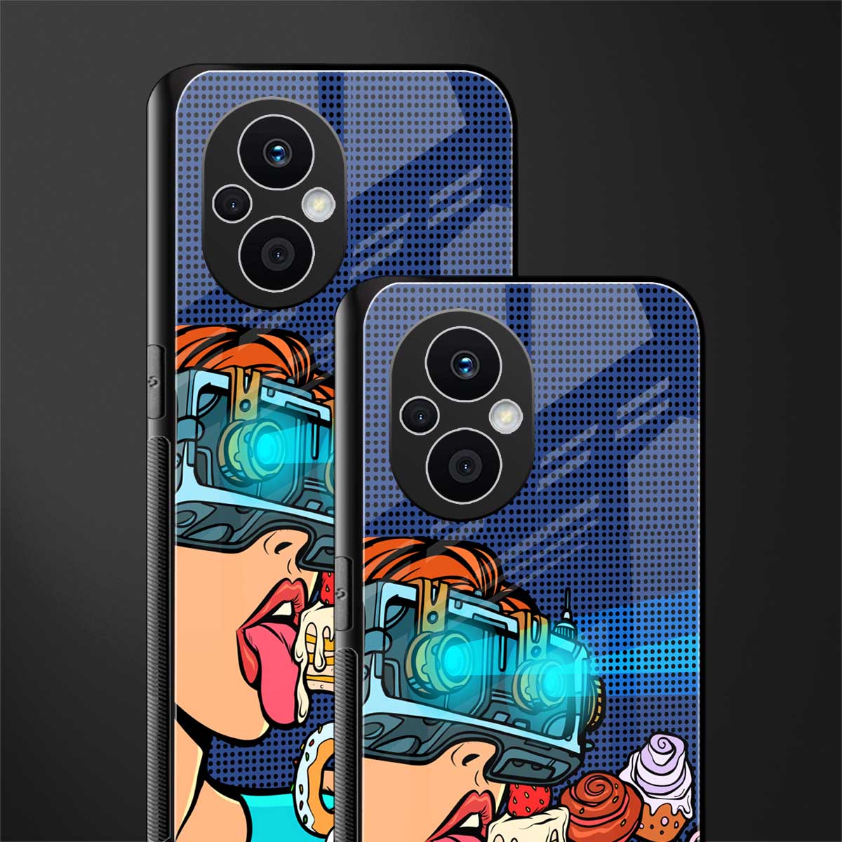 vr dessert back phone cover | glass case for oppo f21 pro 5g