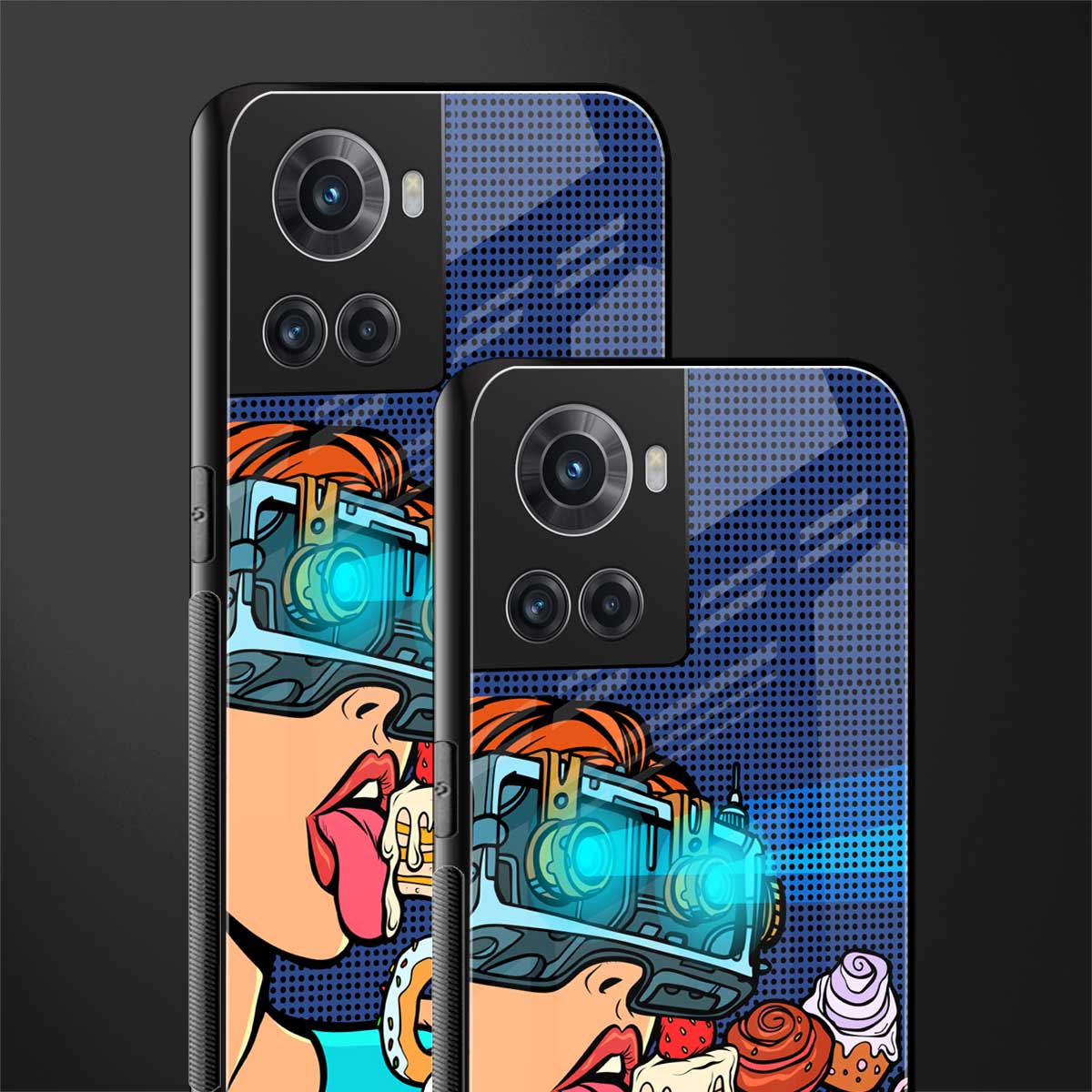 vr dessert back phone cover | glass case for oneplus 10r 5g