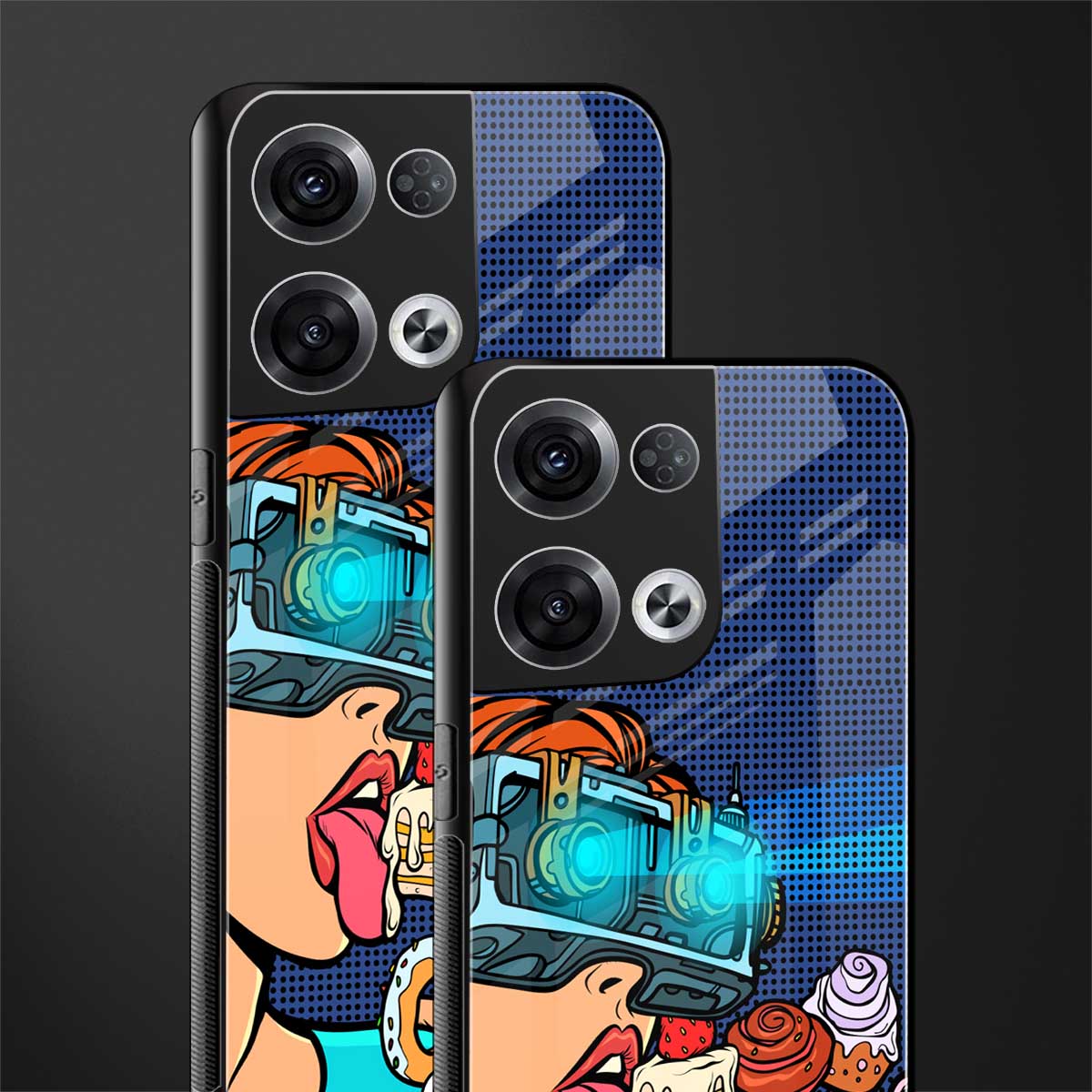 vr dessert back phone cover | glass case for oppo reno 8