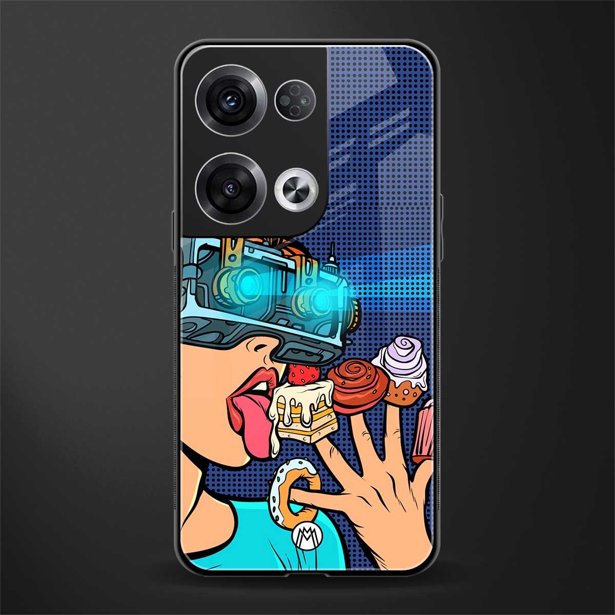 vr dessert back phone cover | glass case for oppo reno 8