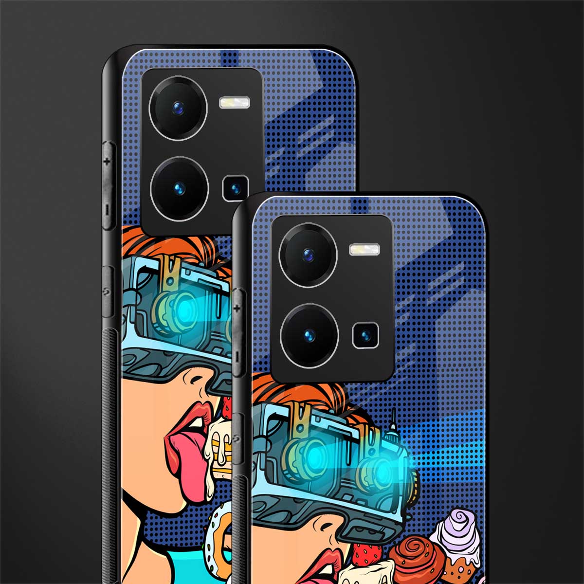 vr dessert back phone cover | glass case for vivo y35 4g