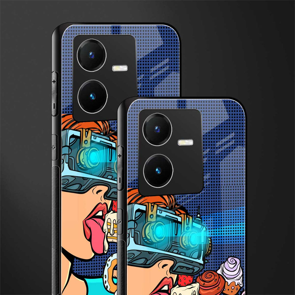 vr dessert back phone cover | glass case for vivo y22