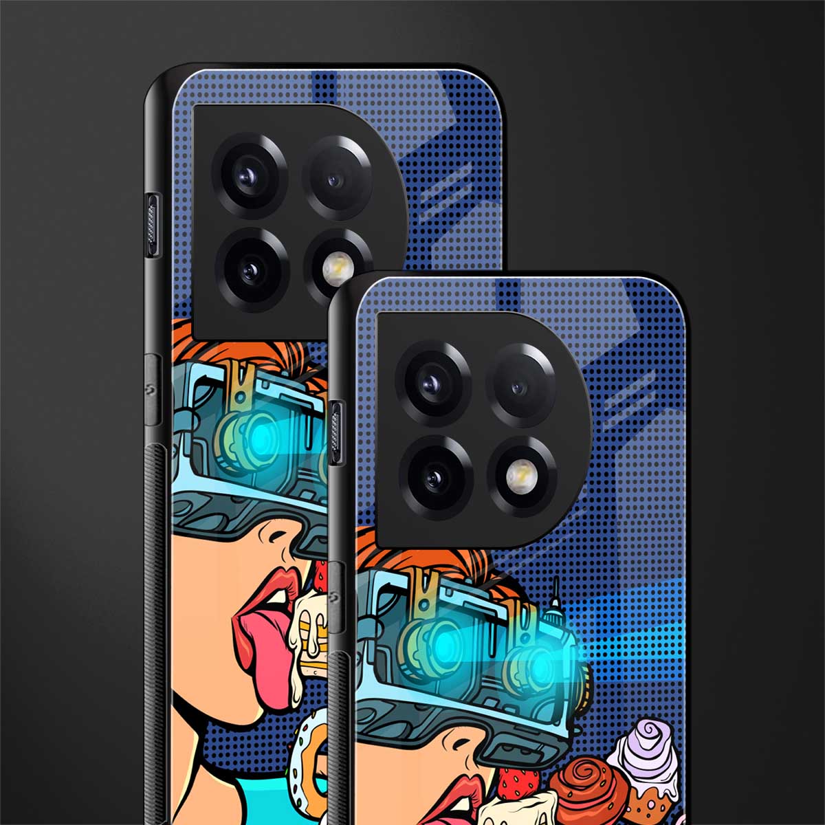 vr dessert back phone cover | glass case for oneplus 11