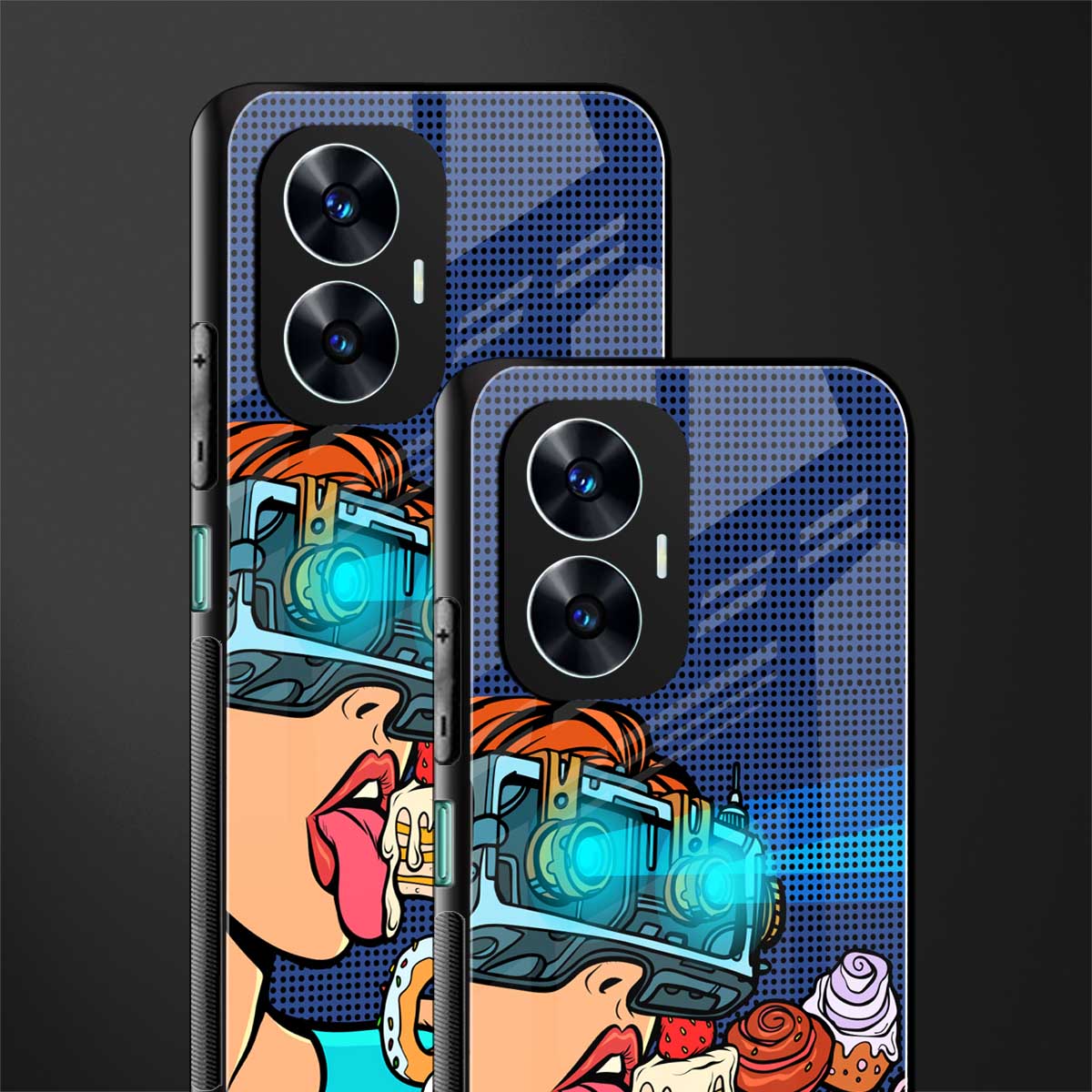 vr dessert back phone cover | glass case for realme c55