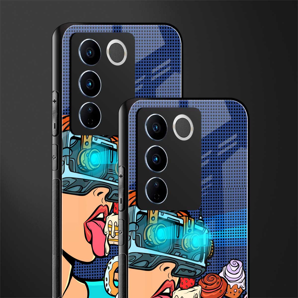 vr dessert back phone cover | glass case for vivo v27 pro 5g