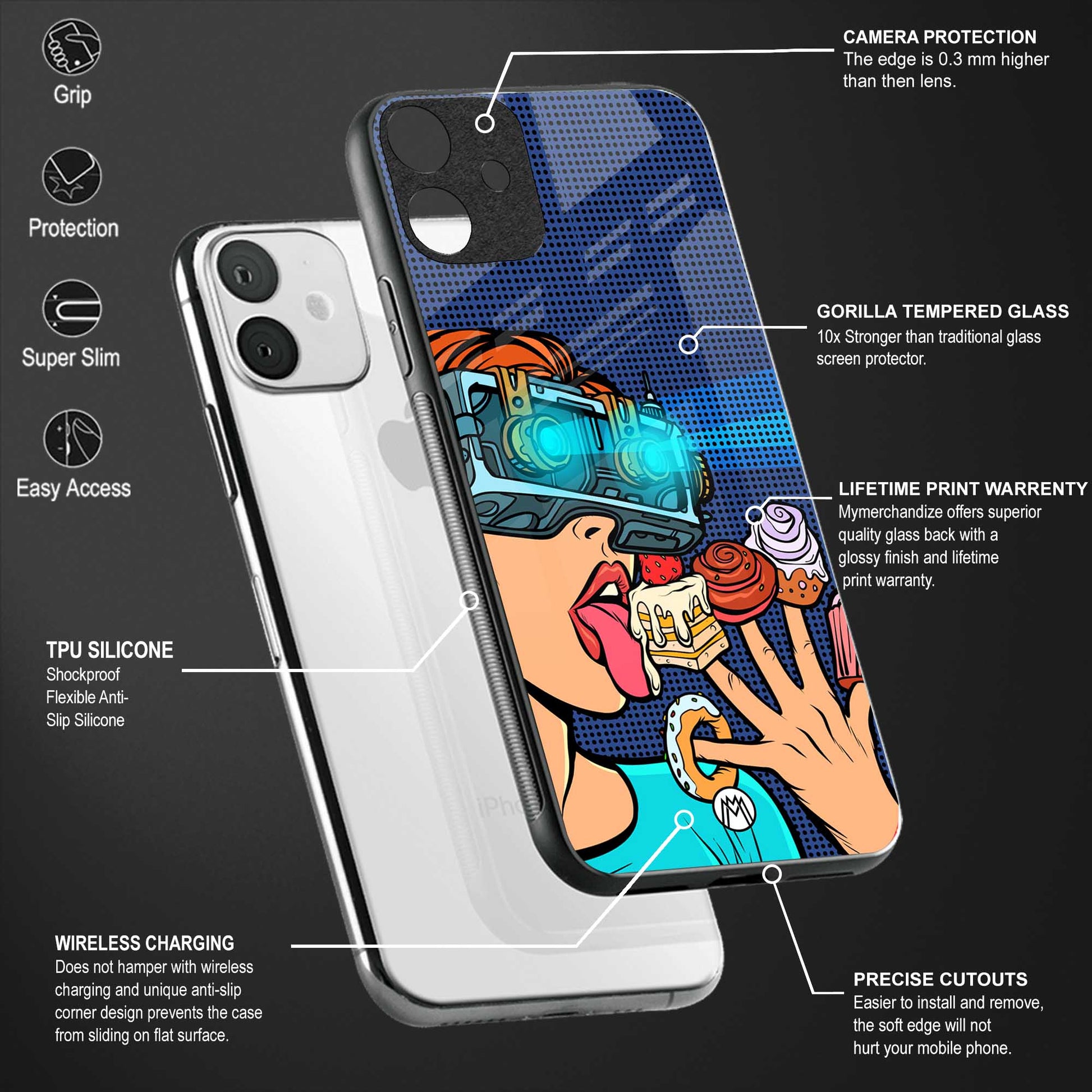 vr dessert back phone cover | glass case for samsung galaxy a13 4g