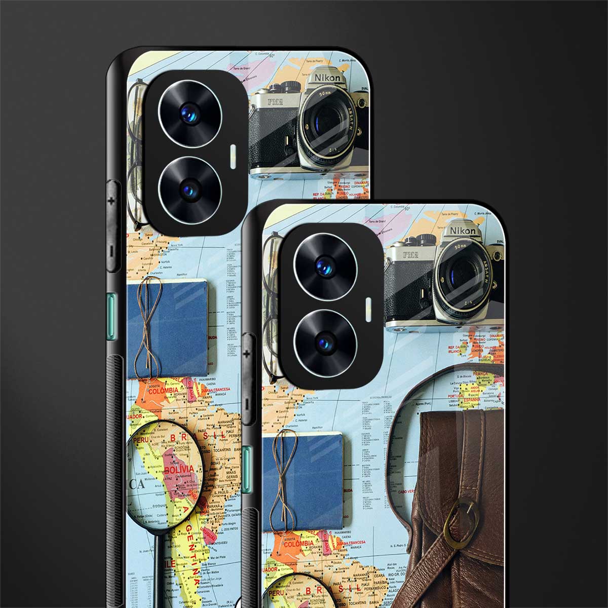 wanderlust back phone cover | glass case for realme c55