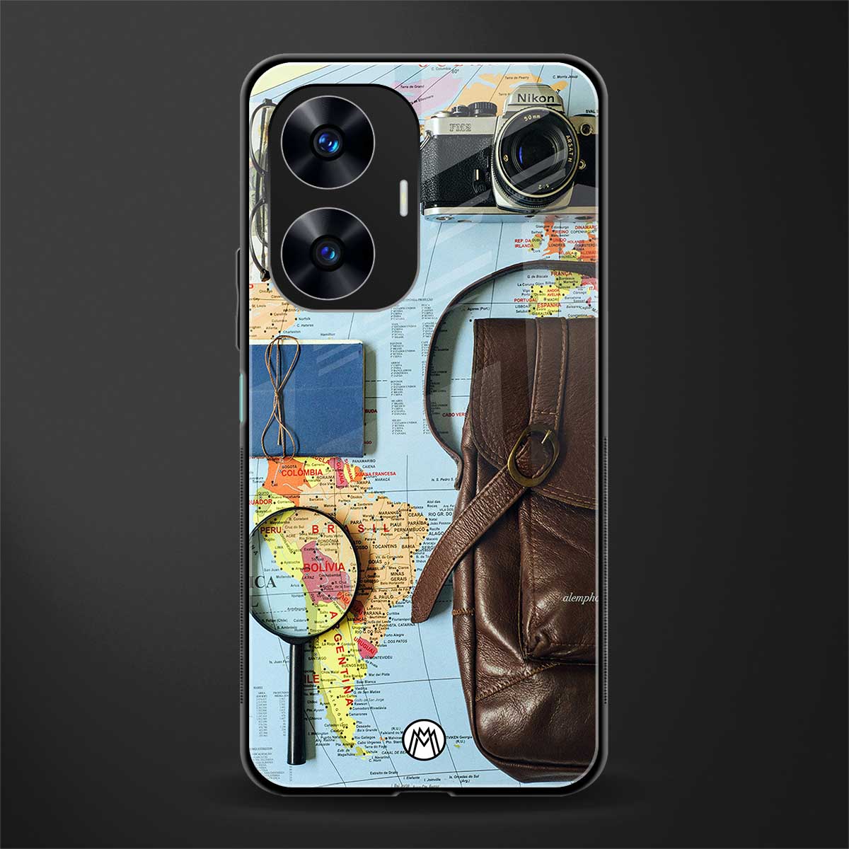 wanderlust back phone cover | glass case for realme c55