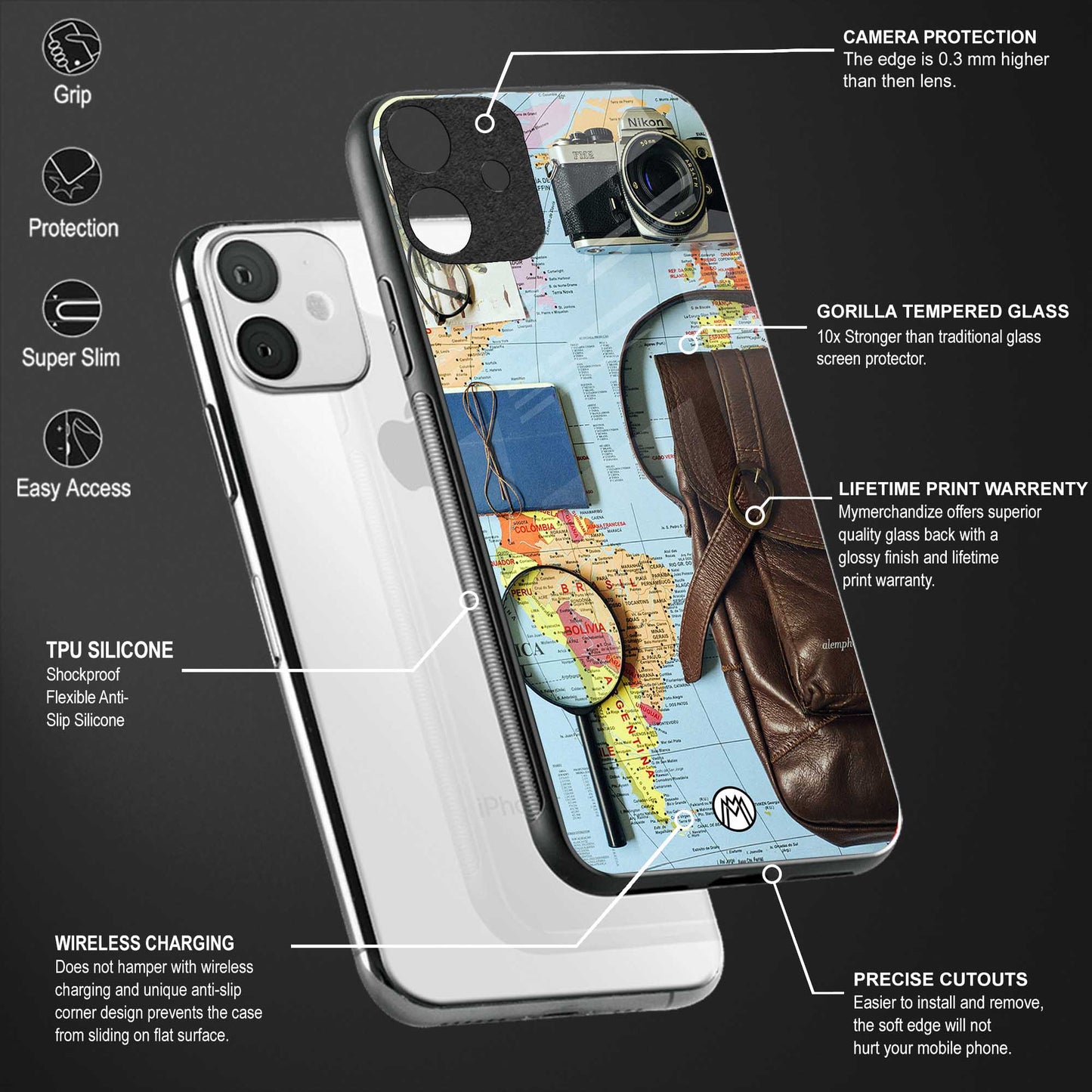 wanderlust back phone cover | glass case for vivo v25-5g