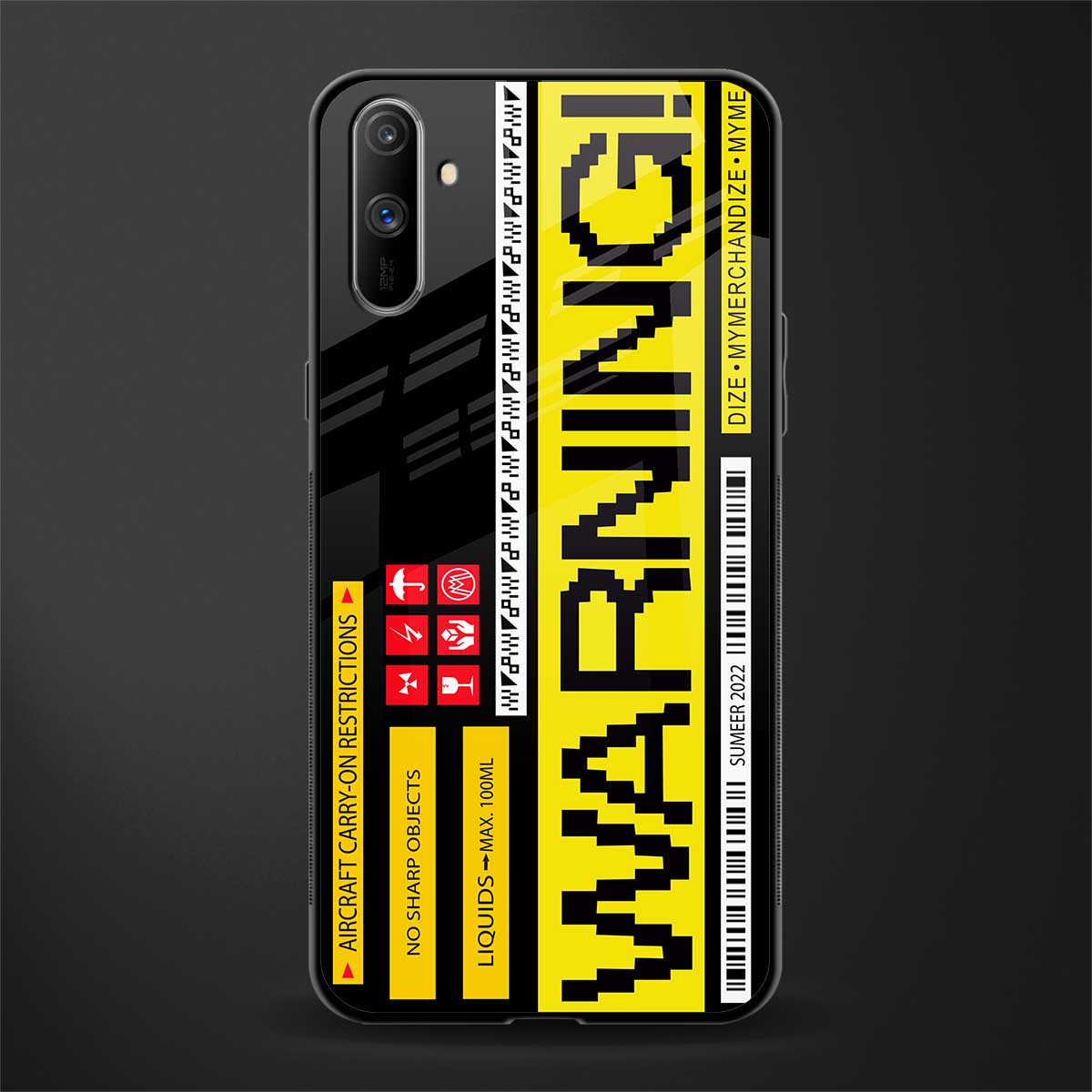 warning glass case for realme c3 image